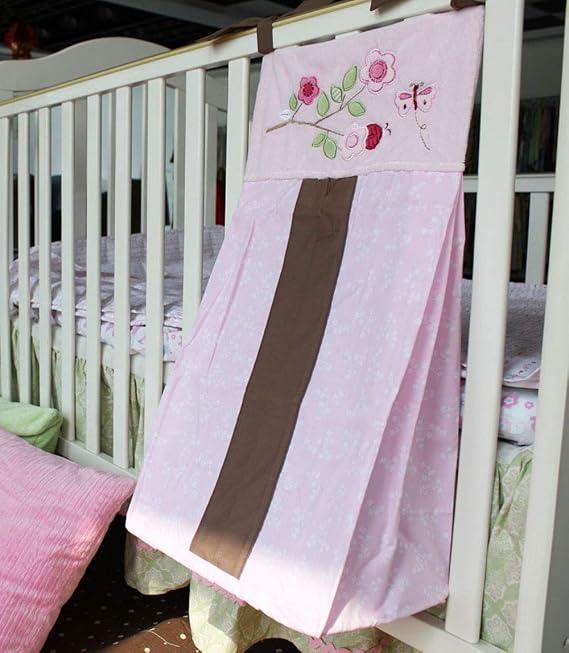 Nursery Diaper Stacker for Baby Girl Pink Floral Ladybug Butterfly Diaper Stacker