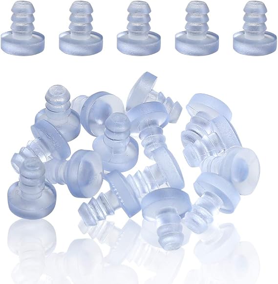 Luomorgo 50Pcs Stem Bumper Glides, Glass Top Table Bumpers with Stem for Cabinet Doors Patio Furniture, for 3/16 Inch Holes