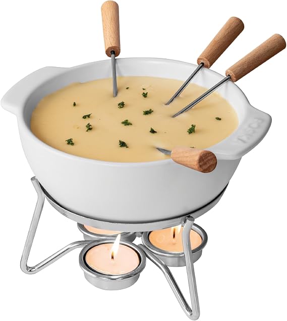 BOSKA Cheese Fondue Set Party - Ceramic Fondue Pot for 4