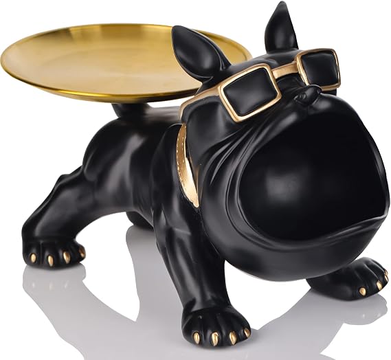 Fun French Bulldog Storage Tray,French Bulldog Gifts,Dog Key Bowl for Entryway Table,Cool Desk Accessories,Animal Statues,Candy Dish for Office Desk,Room Decor for Men,Unique Home Decor