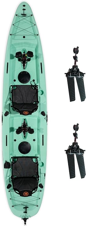 BKC Brooklyn 13.5 Tandem Pedal Fishing Kayak, 2 Person