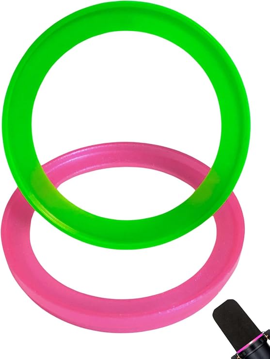 SM7b Pop Filter Retaining Ring for Shuer SM7B, SM7dB Microphone Foam Windscreen Accessories, Custom Identifier 2 Pack (Pink Green)