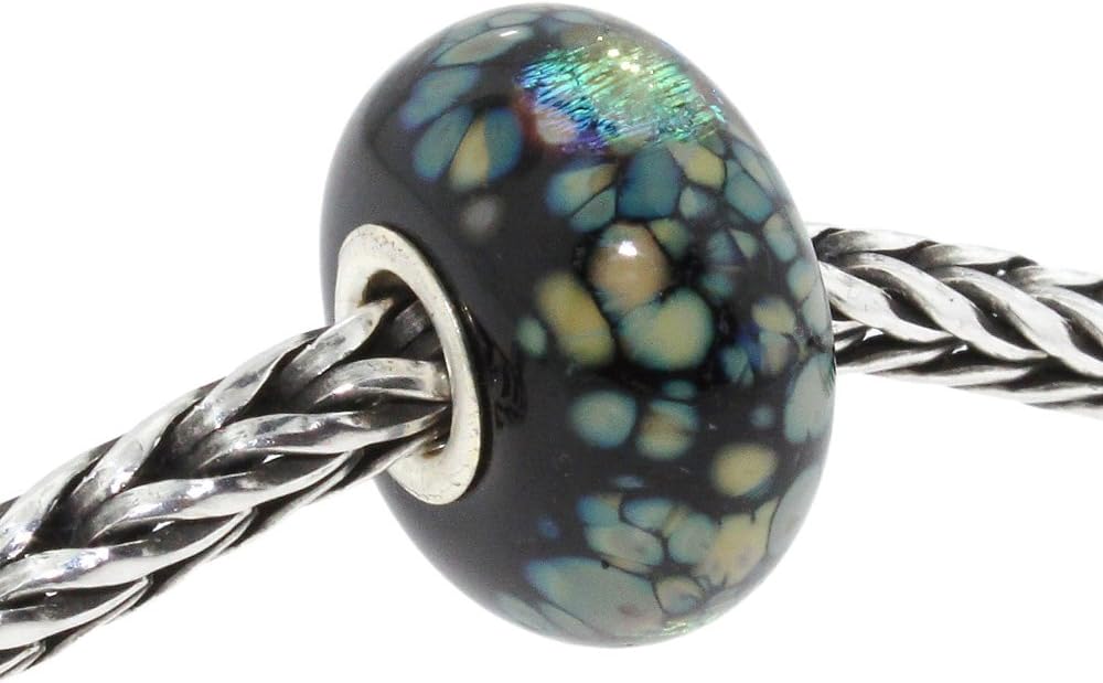 TROLLBEADS Authentic Glass 62020 Black Flower Mosaic