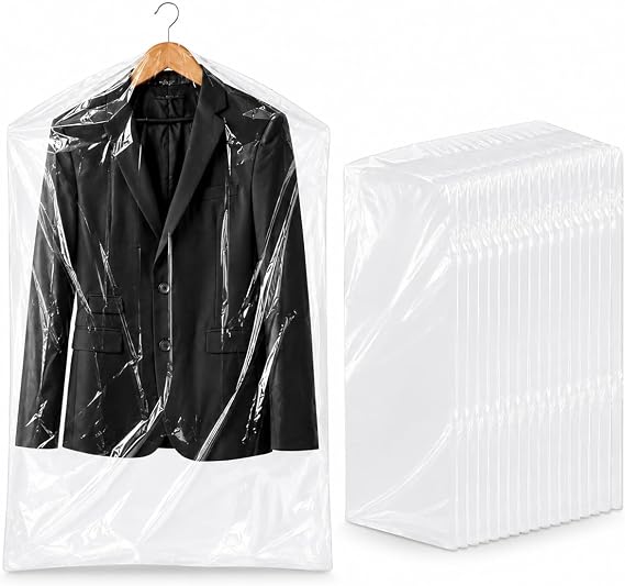 40 Pack Clear Clothes Covers, Plastic Garment Bags 60x90cm