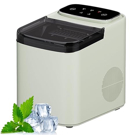 Countertop Ice Maker with Self-Cleaning Function, Portable Nugget Ice Machine for Kitchen Use, Compact Design with Anti-Slip Base for Homemade Drinks