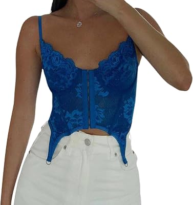 Meihuida Women Lace Corset Tops Sexy Patchwork Y2K Aesthetic Push Up Bustier