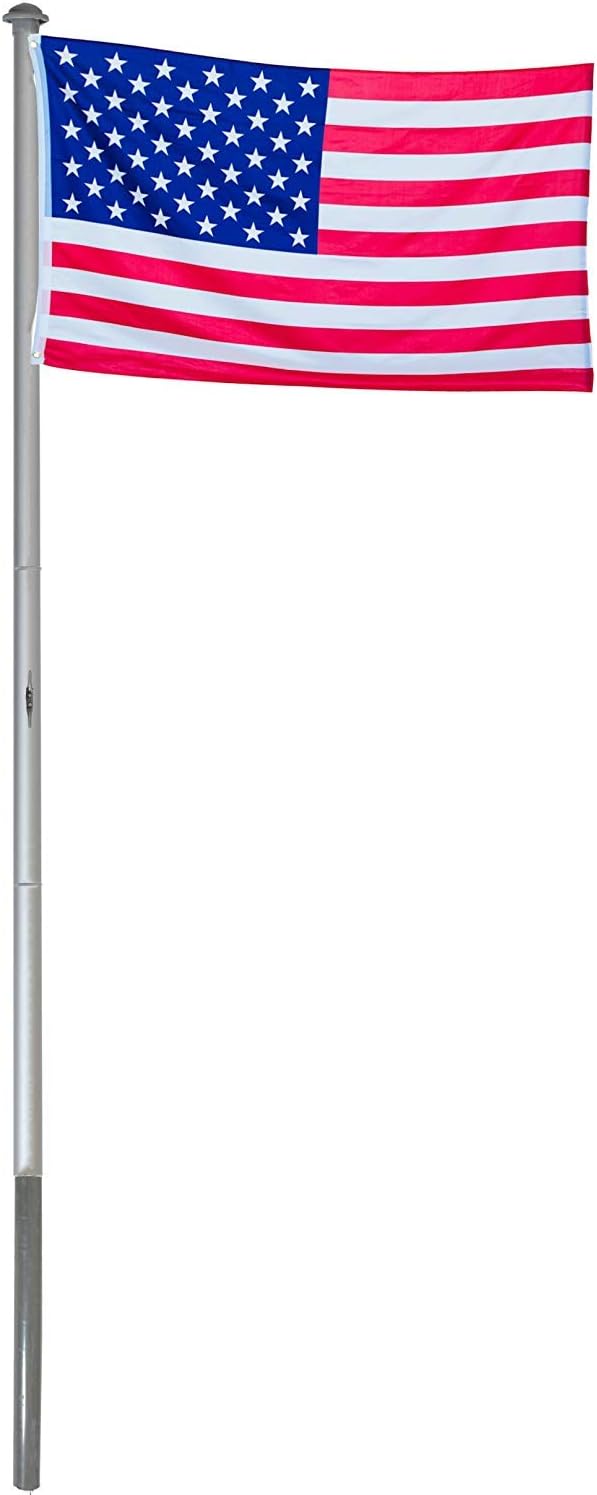 BRUBAKER 20 Feet Aluminum In-Ground Flagpole with 5 Feet by 3 Feet US Flag - USA