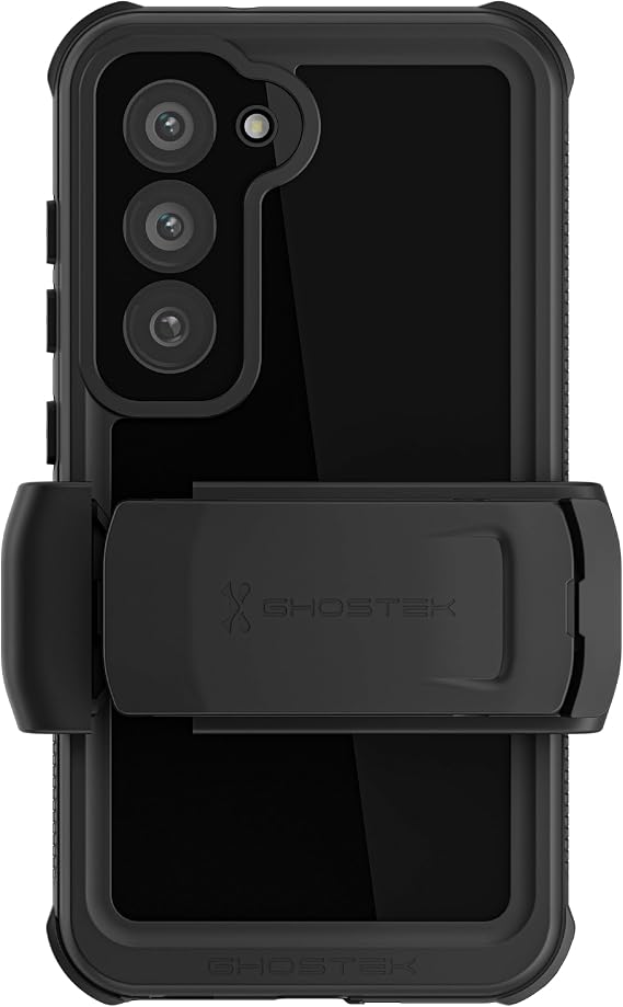 Ghostek Nautical Galaxy S23 Waterproof Case with Screen Camera Protector, Belt Clip Holster Heavy Duty Protective Tough Full Body Hard Phone Covers Designed for 2023 Galaxy S23 (6.1") (Black)