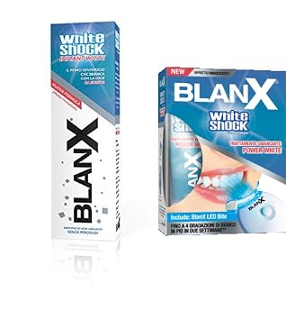 Set Blanx 75ml White Shock Toothpaste + Power White Treatment Pack Whitening Treatment 30ml + Blanx Led Bite