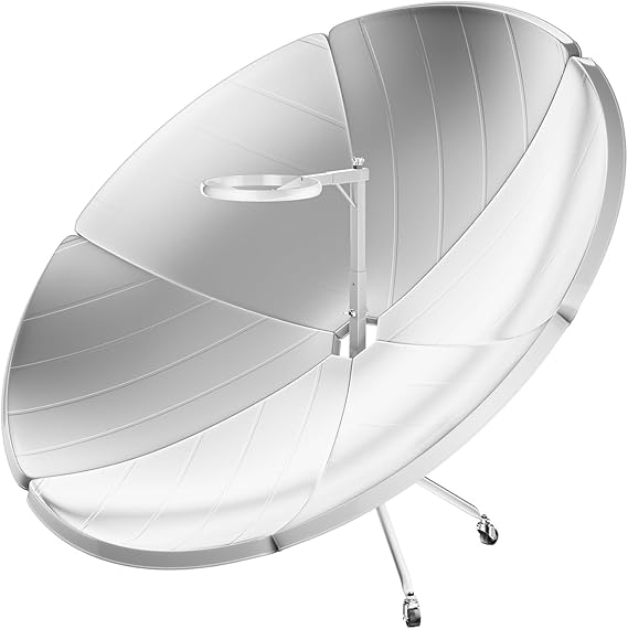 59 Inch Concentrating Solar Cooker 1500W Portable Solar Cooker Solar Cooker Outdoor Oven with Height Adjustable Multifunctional Solar Cooker for Road Train Station
