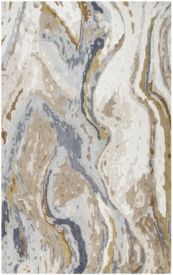 Rizzy Home Alora Decor Flare 5' x 8' Beige/Blue/Grey/Taupe/Gold Hand-Tufted Area Rug