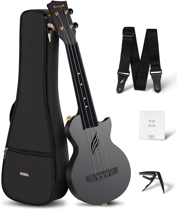 Enya NOVA U MINI 21-Inch Carbon Fiber Soprano Travel Ukulele, Black