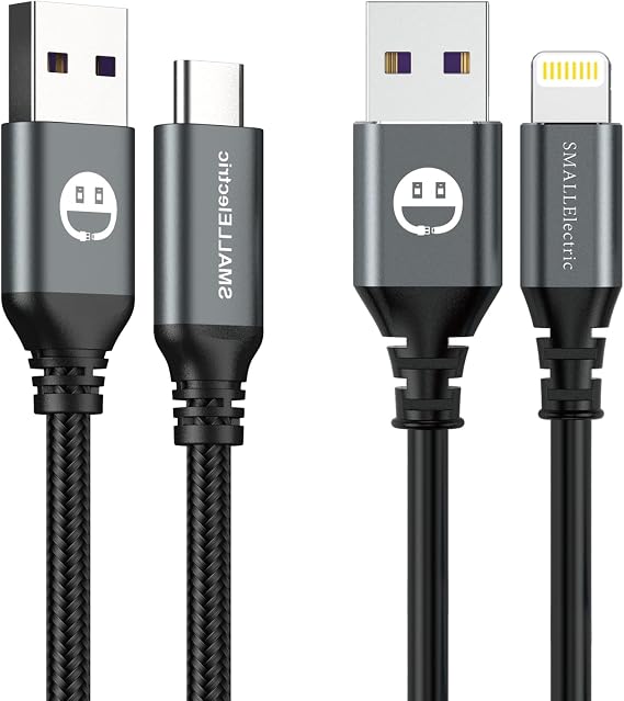 SMALLElectric USB Type-C Cable 5pack 10ft Fast Charging Cord + 3Pack iPhone Charger Lightning Cable 3FT