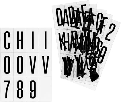 kwmobile Cinema Light Box Letters A4 Size - 105 Pieces Black Replacement Letters for Sign Letters Numbers and Symbols