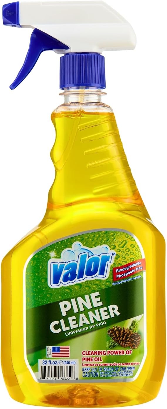 Valor Pine All-Purpose Cleaner with Trigger Sprayer, 32 fl oz Multi-Surface Household Cleaner, Powerful Degreaser, Biodegradable, Fresh Pine Scent, Kitchen & Bathroom Use (32 Fl Oz (Pack of 1))