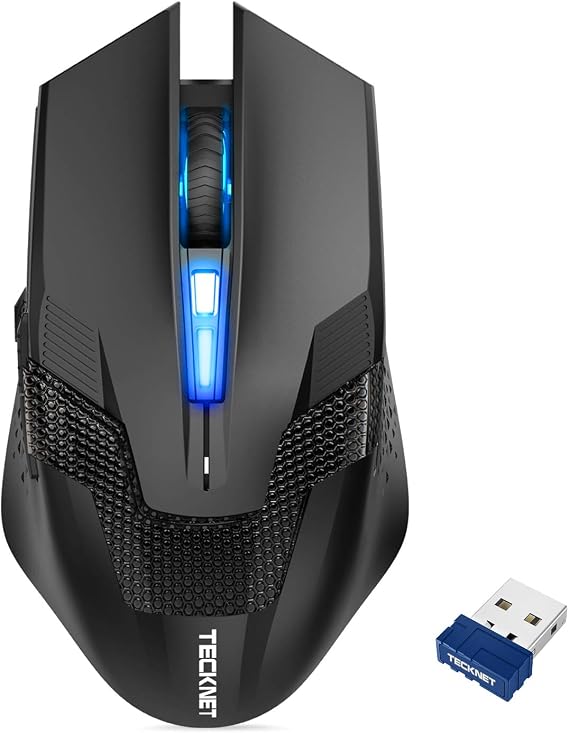 TECKNET Wireless Mouse, 8 Programmable Buttons, Optical Tracking, 4800 DPI | 5 Adjustable DPI, 12-Month Battery, Ergonomic Design, Silent Click, High-Precision Optical Tracking for PC/Mac/Laptop