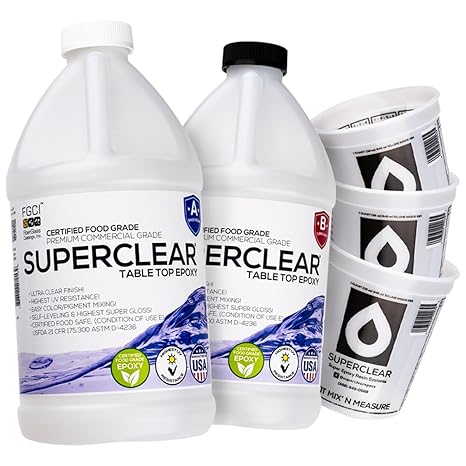 Superclear Table Top Epoxy Resin 1 Gallon Cup Kit, Crystal Clear 1:1 Coat