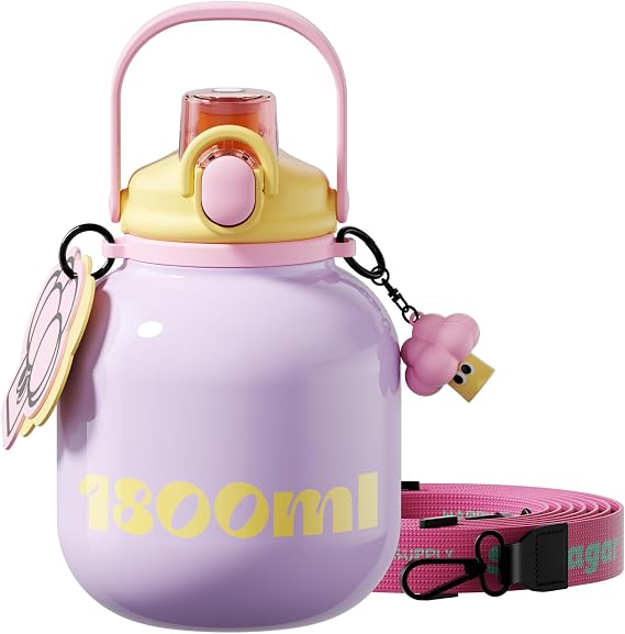 60 oz Gallon Insulated Water Bottle with Straw Lid, Purple