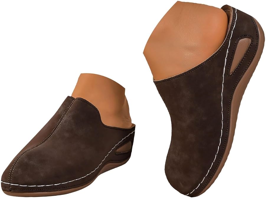 Women's Comfort Suede Clogs Slip On Slides with Arch Support Closed Toe Soft Casual Wedge Non-Slip Shoes for Indoor and Outdoor Wear