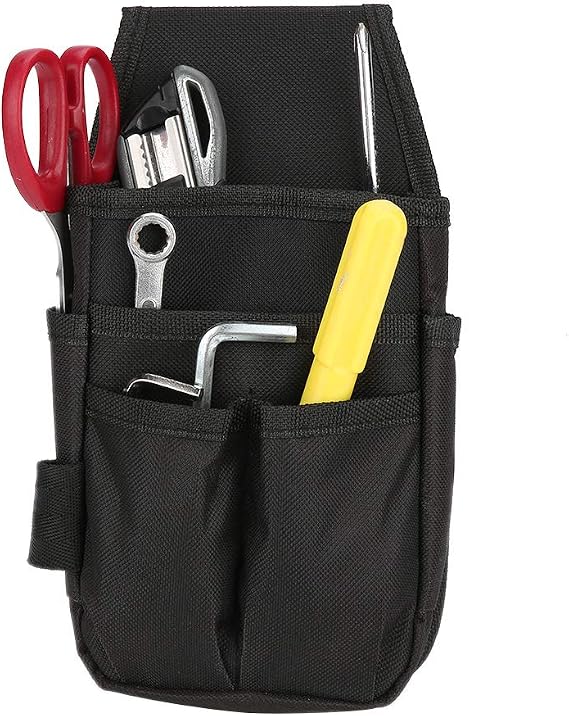Electricians Tool Bag, Electrician Tool Pouch, Clip On Tool Belt Bag for Tools, Screws, and Nails with Multiple Pockets Hardware Tools Pouch for an Electrician, HVAC Tech, Plumber, Carpenter,