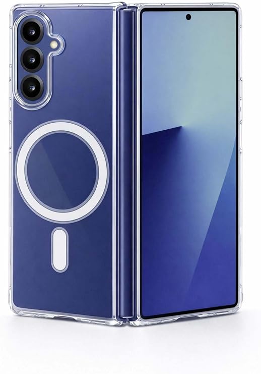 Fenza Samsung Galaxy Z Fold 5 ile Uyumlu Güçlü Mıknatıslı MagSafe Şeffaf Kamera Korumalı Telefon Kılıfı
