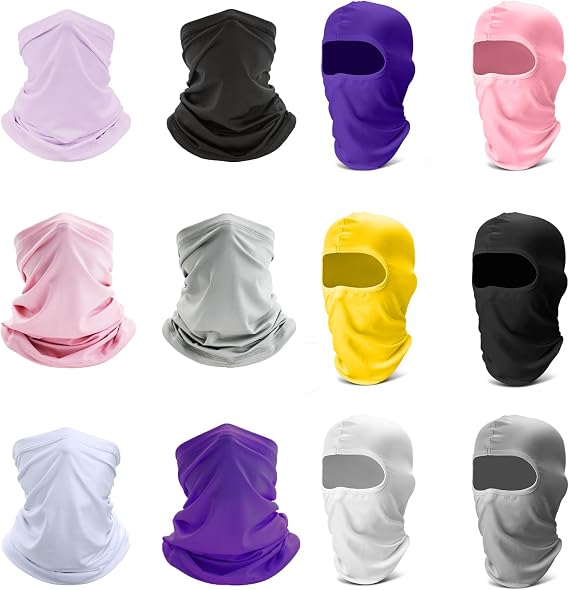 6 Pack Neck Gaiter Bandana Face Mask and 6 Pack Balaclava Face Ski Mask
