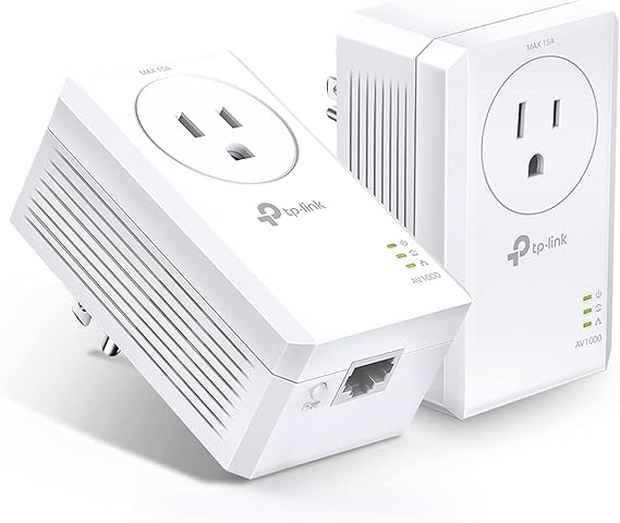 TP-Link AV1000 Powerline Ethernet Adapter Kit - Passthrough, Gigabit Port