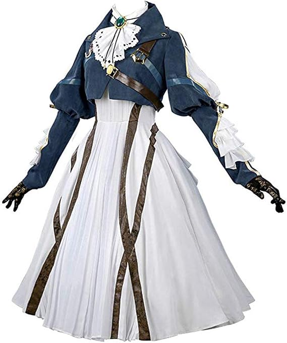 Nuoqi Violet Evergarden Cosplay Costume Womens Anime Uniform Dress Suit Outfit Dark Blue