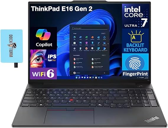 Lenovo ThinkPad E16 Gen 2 AI Business Laptop 16.0" IPS FHD Display (Intel Core Ultra 7 155U(beats i7-1365u), 64GB DDR5, 1TB SSD, Backlit KB, Fingerprint, Thunderbolt 4, Win11H) w/DKZ USB Port Expander