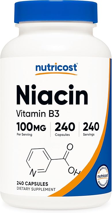 Nutricost Niacin (Vitamin B3) 100mg, 240 Capsules, with Flushing