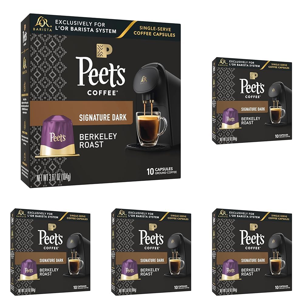 LOR Barista Coffee Pods, 50 Count Peets Berkeley, Single-Serve Aluminum Capsules Compatible with the LOR BARISTA System& Nespresso Original Machines, 50 Count Pack of 5