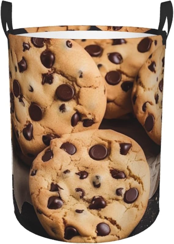 Chocolate Chip Cookies Laundry Basket Waterproof Foldable Storage Bin Lightweight Laundry Hamper Clothes Toys Organizer Bag With Handles For Home Bathroom Bedroom Dorm