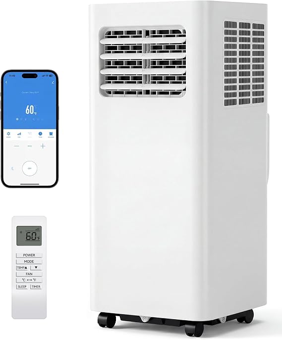 Portable Air Conditioners 14,000 BTU, 3-in-1 Portable Air Conditioner for Rooms Up to 750 sq.ft. with Cool, Fan, Dehumidifier, Sleep, 24H Timer, Portable AC Unit with App/WiFi/Remote for Bedrooms