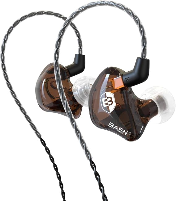 BASN Bsinger BC100 in Ear Monitor Headphone with Dual Drivers, Clear Brown