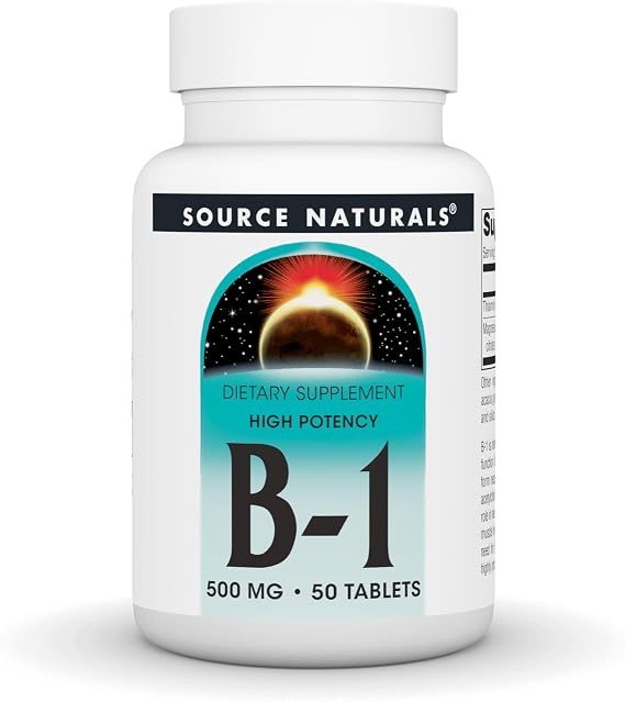 Source Naturals Vitamin B-1, Thiamin, 500mg - 50 Tablets | High Potency | Nerve Support*