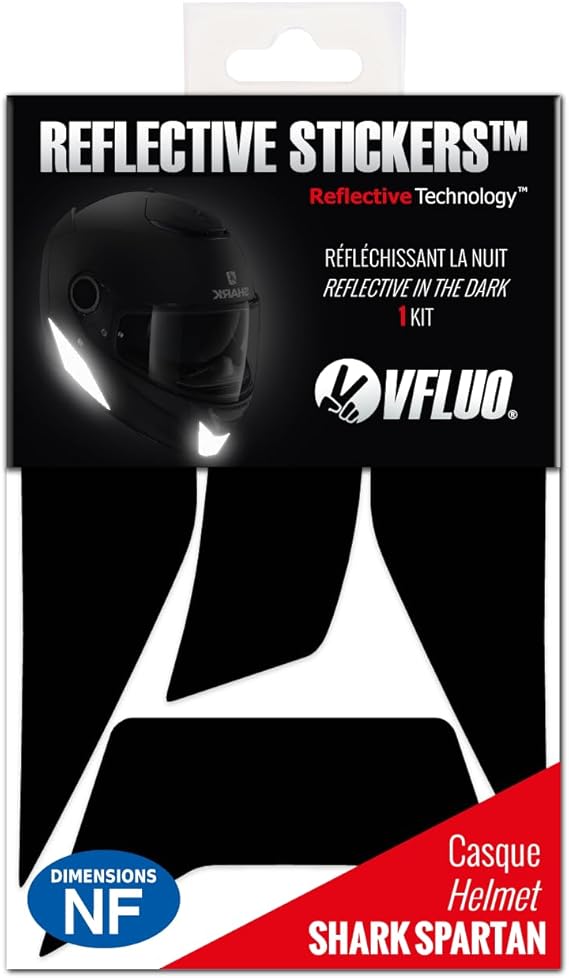 VFLUO NEOTECII™, retro reflective 5 stickers kit made for SHOEI NEOTECII™ and adaptable to all helmets, 3M Technology™, Black