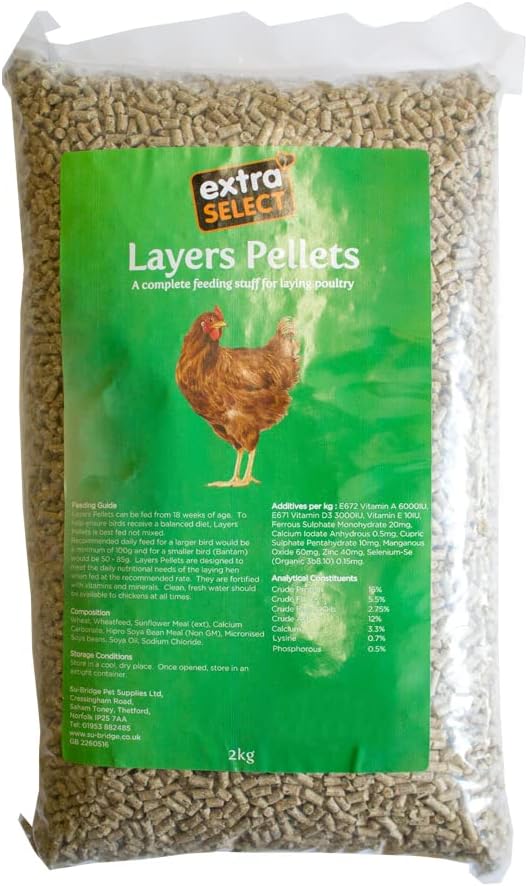 Extra Select Chicken Feed Layers Pellets - Laying Poultry Feed for Hens, Geese, Ducks - 100% Natural Layers Pellets 2kg