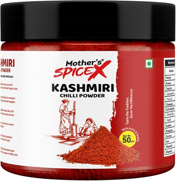Mother's SpiceX Kashmiri Red Chilli Powder | Mild Heat & Vibrant Color | 100% Pure & Natural | No Additives | Available in