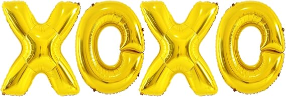 Soochat XOXO Balloons Valentine Letters Mylar Foil Balloons Engagement Valentines Day Wedding Marriage Bridal Shower Birthday Party Decor Photo Props Decorations (Gold)