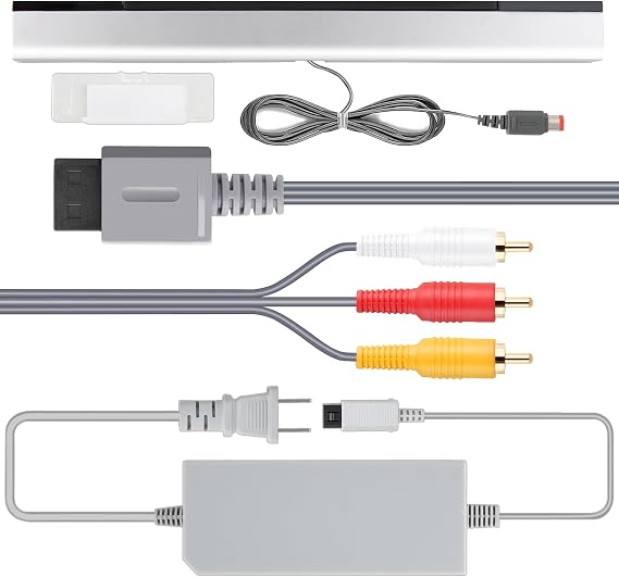 Ultimate 3 in 1 Wii Cord Adapter Kit - Wii Power Cord, Wii Sensor Bar,Composite Audio Video Cable,Compatible with Nintendo Wii Games (Not for Wii U)