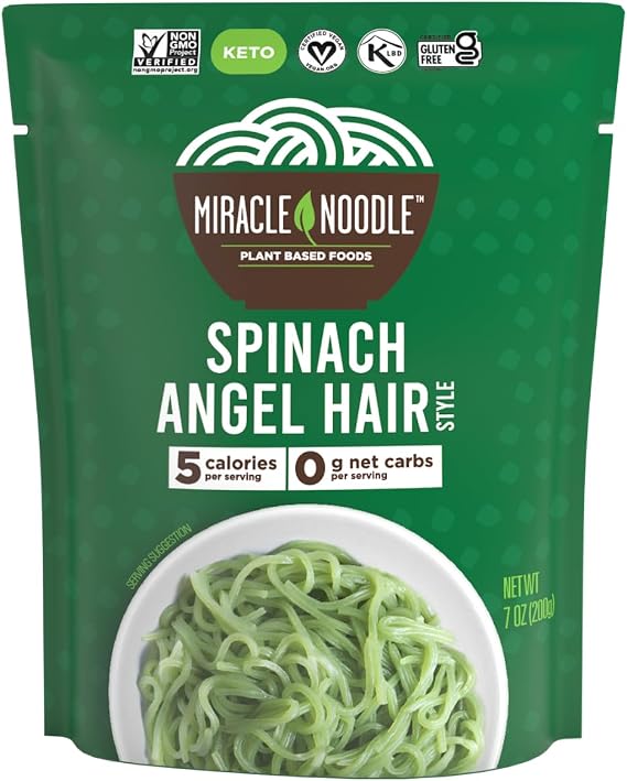 Miracle Noodle, Spinach, Shirataki Pasta, 7 oz 198 g