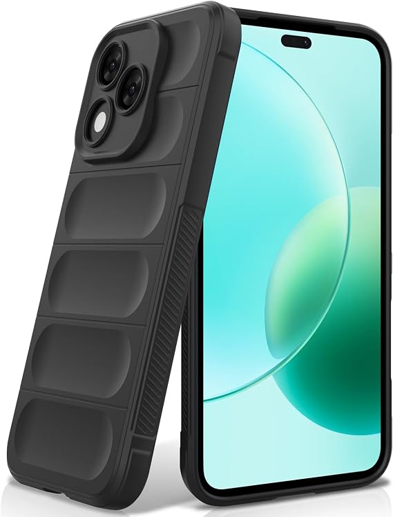 Silicone Case for Honor 400 Lite, Black | Shockproof Wave Design, Anti-Scratch Microfiber Lining, Silky Soft-Touch Finish, Military Grade Drop Protection
