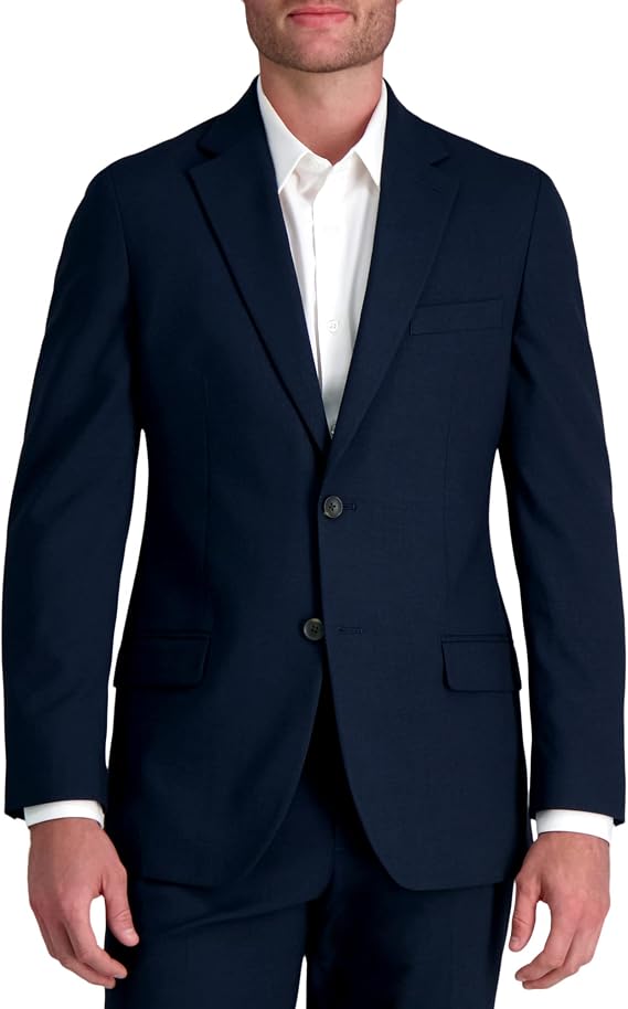 Haggar J.M Men's Premium Stretch Tailored Fit Subtle Pattern Suit Separates-Pants, Navy-Jacket, 42 Short