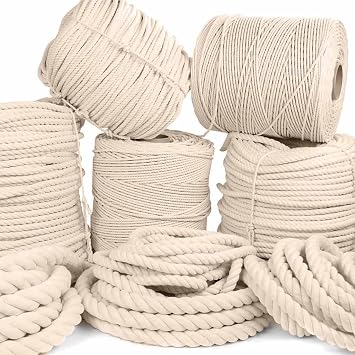 Rope and Cord White Twisted 100% Natural Cotton Rope Lengths from 10-600 3/8"