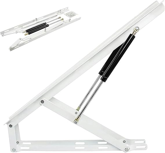 Heavy Duty Bed Lift Mechanism, Lift Up Bed Frame Support Bed Storage Lift Kit, Lift Up Storage Bed Frame Hinge Set, Storage Bed Lift Mechanism Kit Gas Spring Strut, One Pair/White(0.9m)