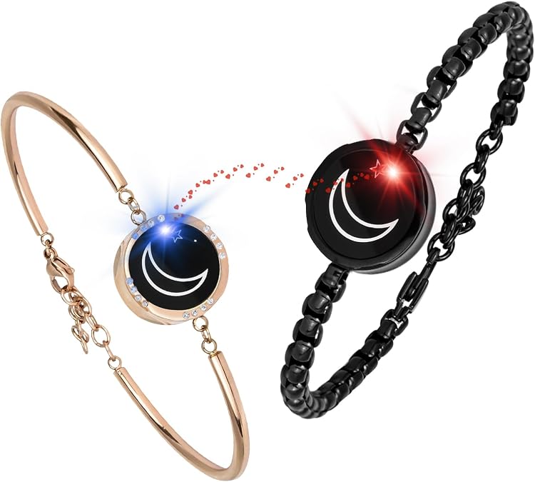 Long Distance Touch Bracelets, Light up for Love Couples Bracelets,Send SOS SMS,Relationship Bracelets, Remote Intelligent Matching Couple Bracelets