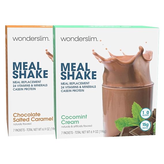 Wonderslim Meal Replacement Shake Bundle, Chocolate Salted Caramel & CocoMint Cream