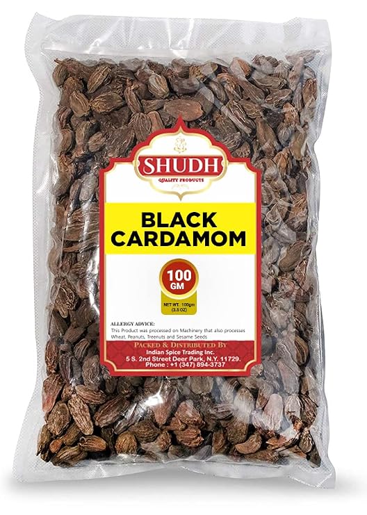 SHUDH Black Cardamom Pods 100GM | Whole Kali Elaichi Indian Spice ~ All Natural | Vegan | Gluten Friendly | NON-GMO | Indian Origin