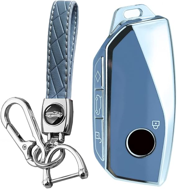 KUNIO Key Fob Cover fit for BMW X7 G07 2023 Energy 7 Series Ix XM I7 X7 2023 Car Key Case Key Cover TPU Key Cover Case Keychain Keyring Accessories A Grey