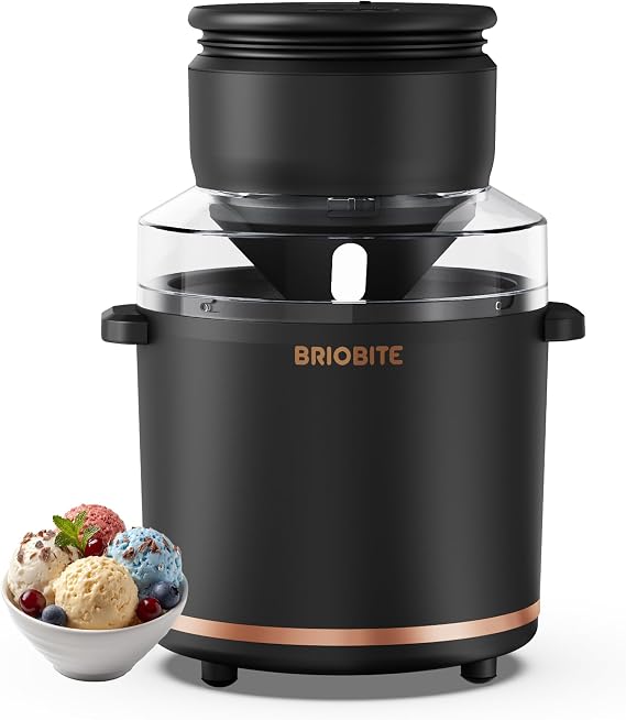 BRIOBITE 1.1 Quart Ice Cream Maker Machine,Black